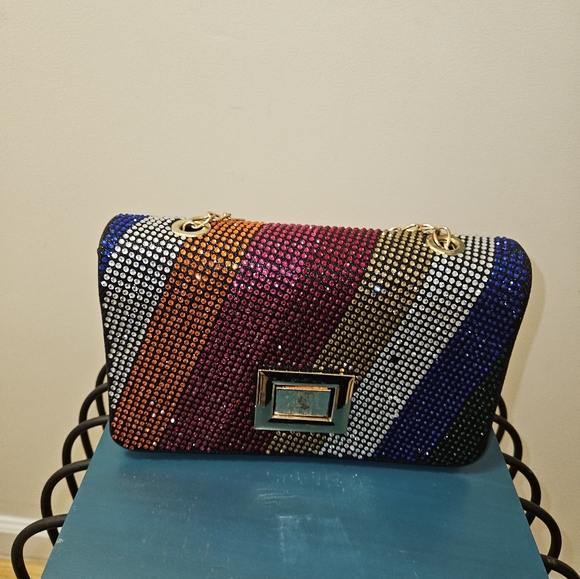 Multicolor Rhinestone Bag With Chain - Picture 4 of 6